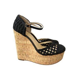 Jessica Simpson Women’s Marshela Ankle Strap Platform Wedge Sandals Black NIB